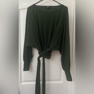 Forever 21 Dark Green Tie-Front Blouse Size (L) NWOT